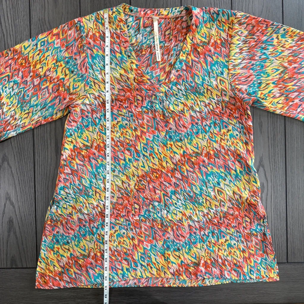 Uncle Frank Ivy Jane Cover Up Tunic Top Pom-Pom Sleeve Size M Beachy Boho Retro - Image 6