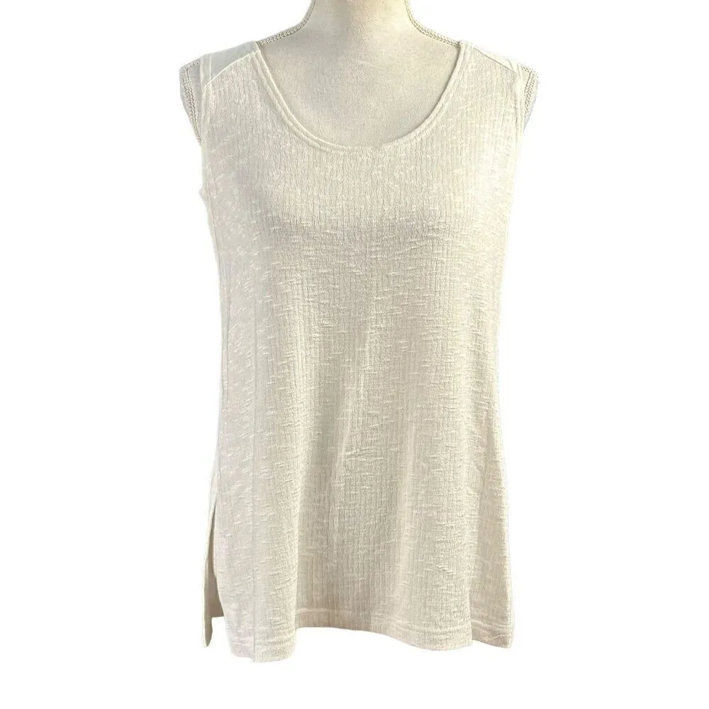 New Sympli Call It A Day Tank Top Shell Size 8 White Classic Minimalist Neutral - Image 2