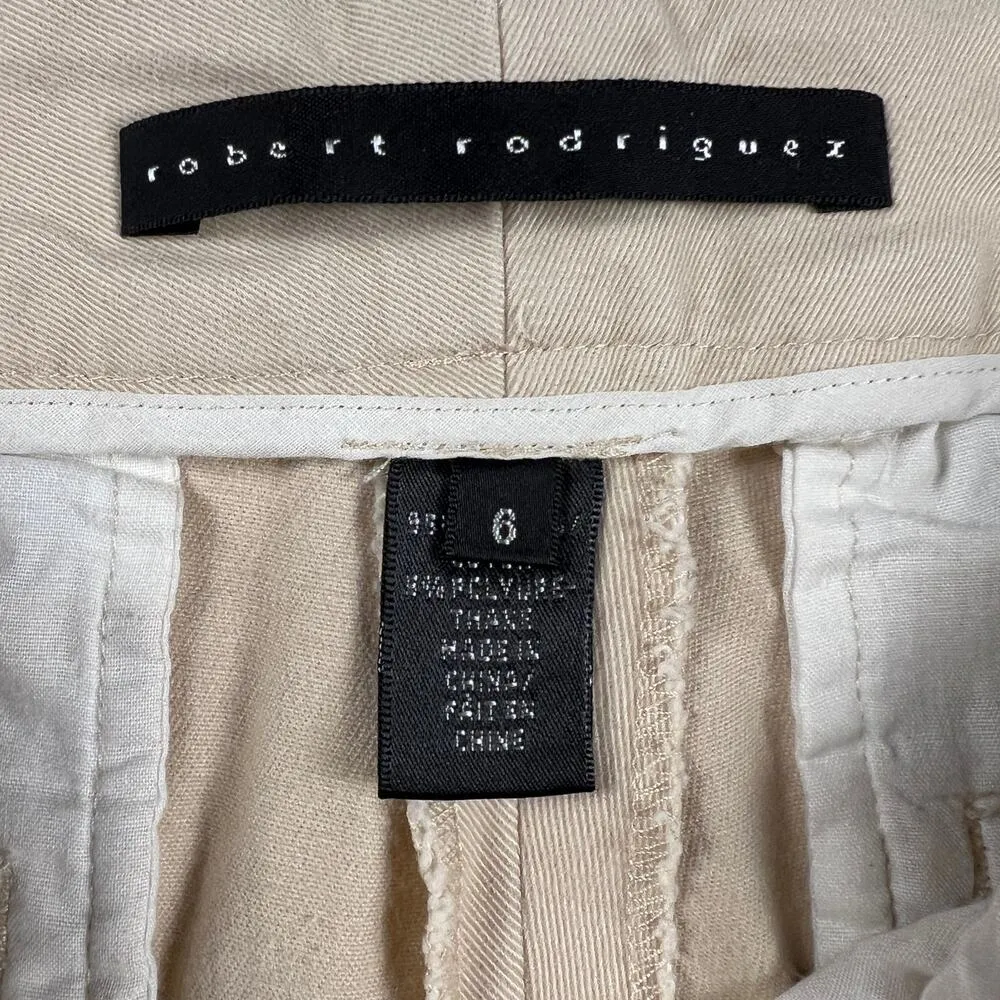 Robert Rodriguez Wide Leg Multi Button Detail Cropped Trouser Pants Khaki Size 6 - Image 6