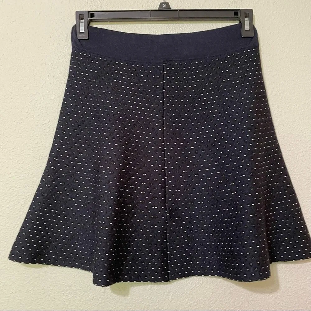 Ann Taylor Navy Blue Polka Dot Knit A Line Skirt Womens SP Preppy Dark Academia - Image 7