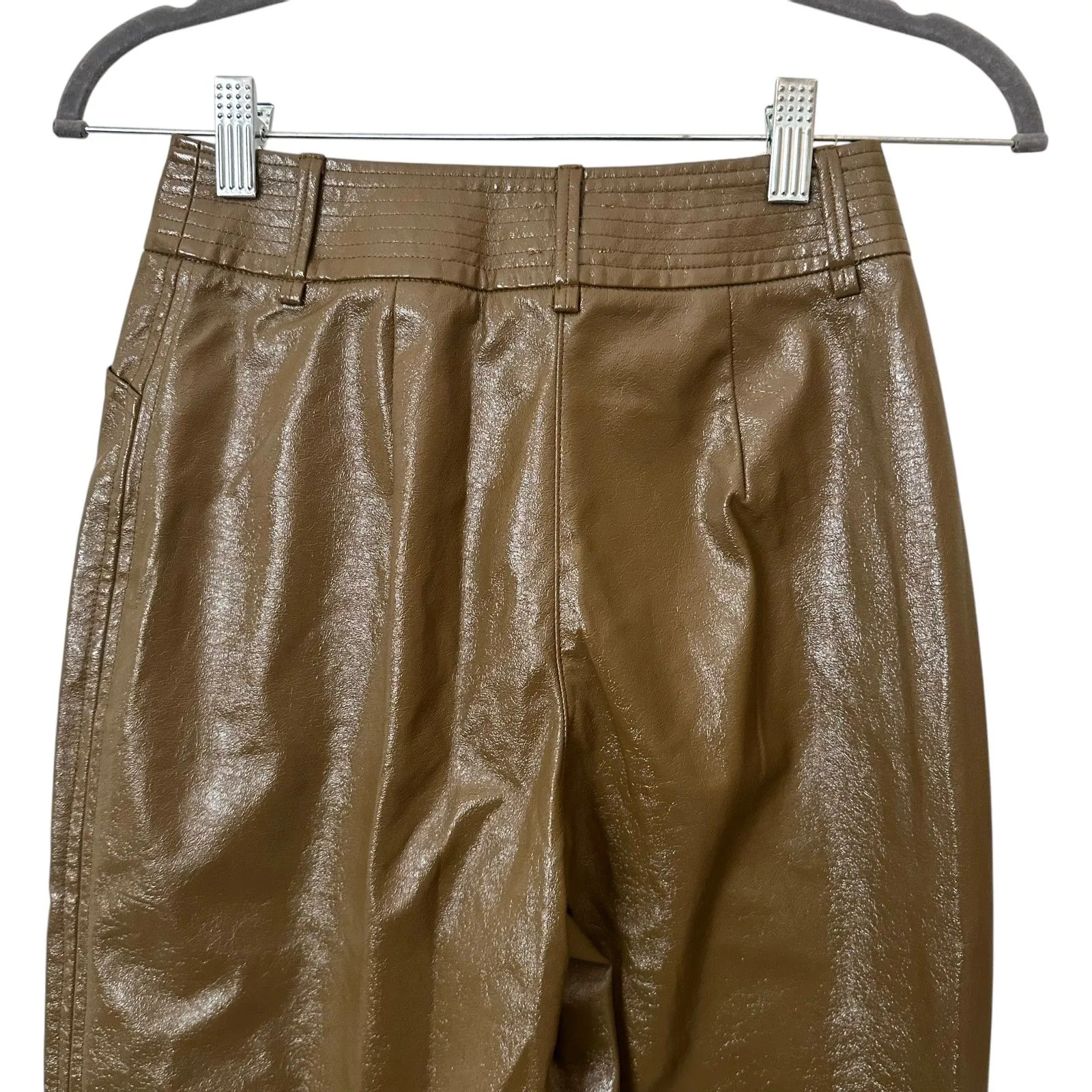 ARITZIA Wilfred Le‎ Fou Cropped Faux Leather Pants Olive Sz 00 - Image 4