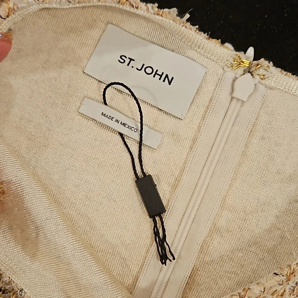 💕ST. JOHN💕 Space Dye Tweed Knit Dress ~ Neutral Multi-Color 14 NWOT - Image 12