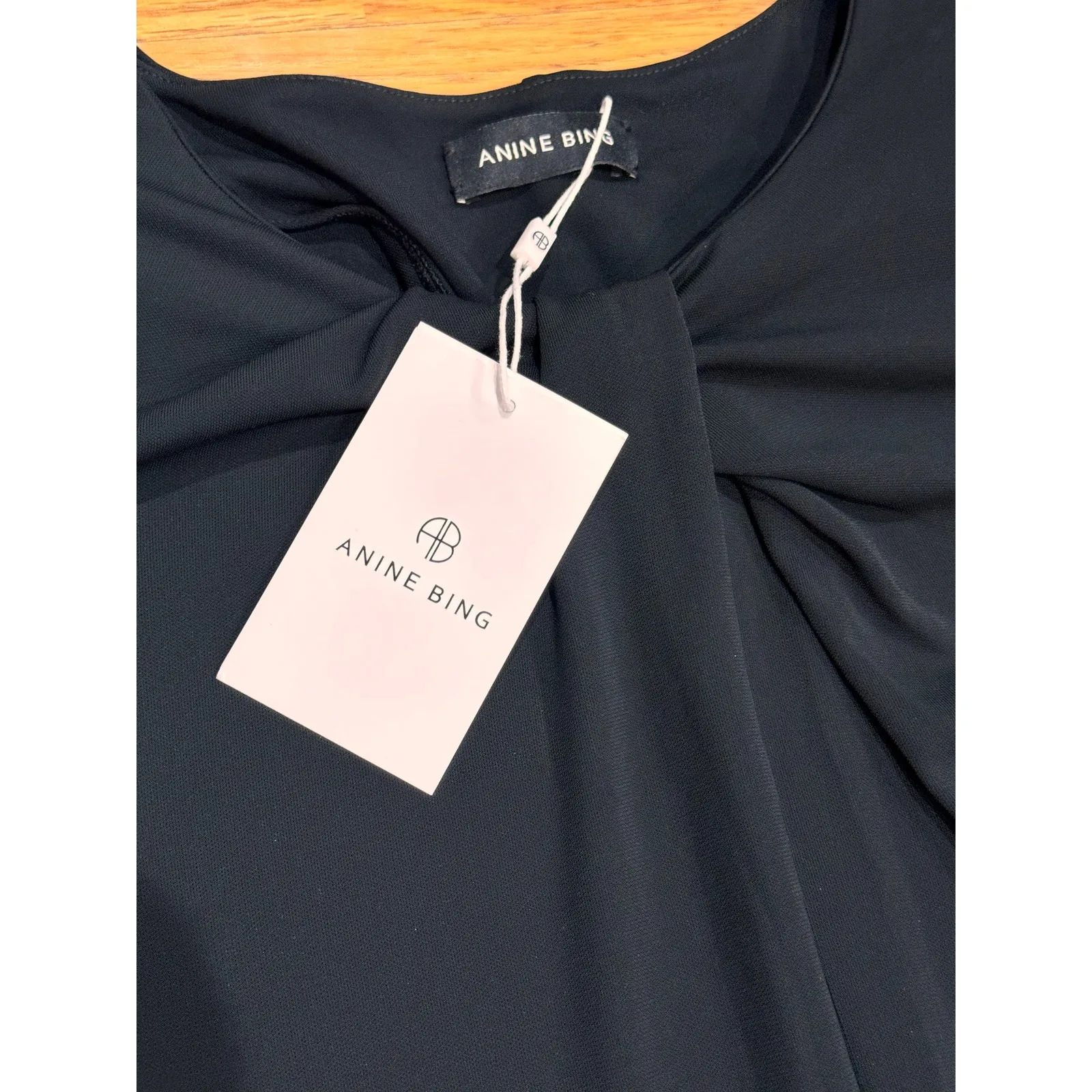 Anine Bing Black classic long sleeve Amaya Keyhole Mini dress size Large - Image 11