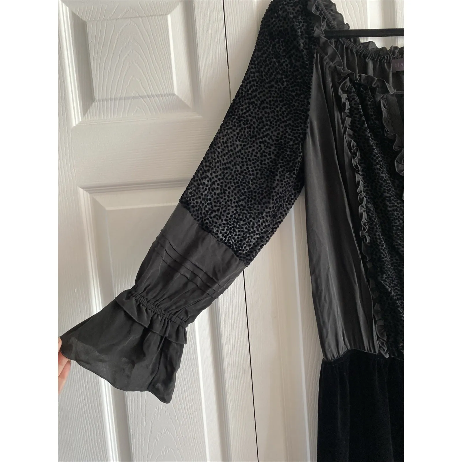 Hale Bob Womens Medium Black Silk Velour Velvet Burnout Dress Cheetah Whimsigoth - Image 4