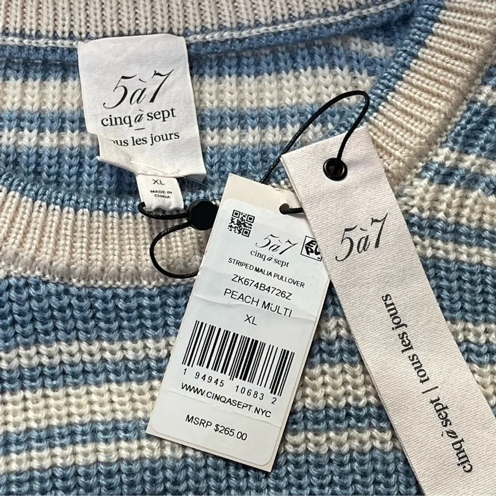 NWT CINQ A SEPT Malia Striped Oversized Pullover Sweater XL - Image 5