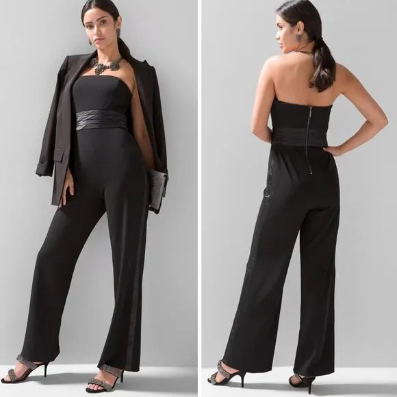 New! White‎ House Black Market Strapless Tuxedo Jumpsuit, size 10 - Image 2