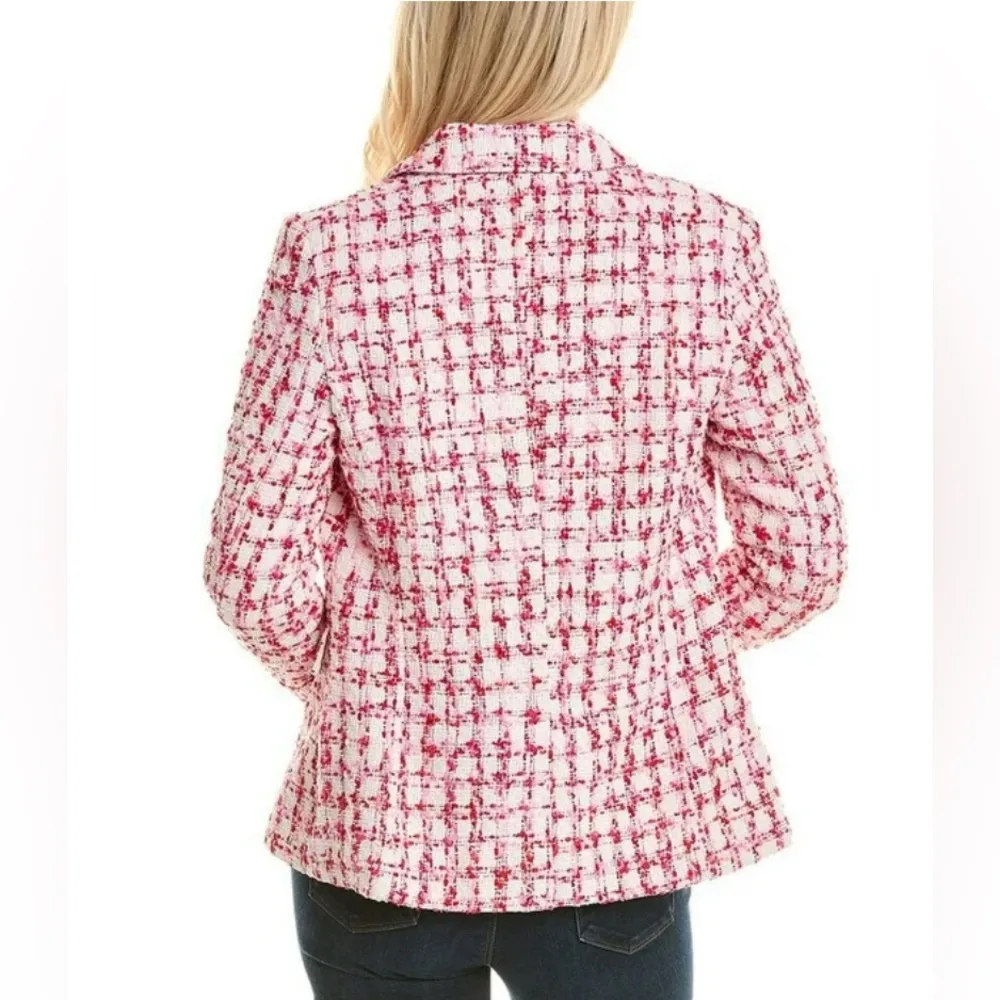 Nanette Nanette Lepore womens Dalston Boucle Pink Tweed Blazer Size 14 NEW - Image 2
