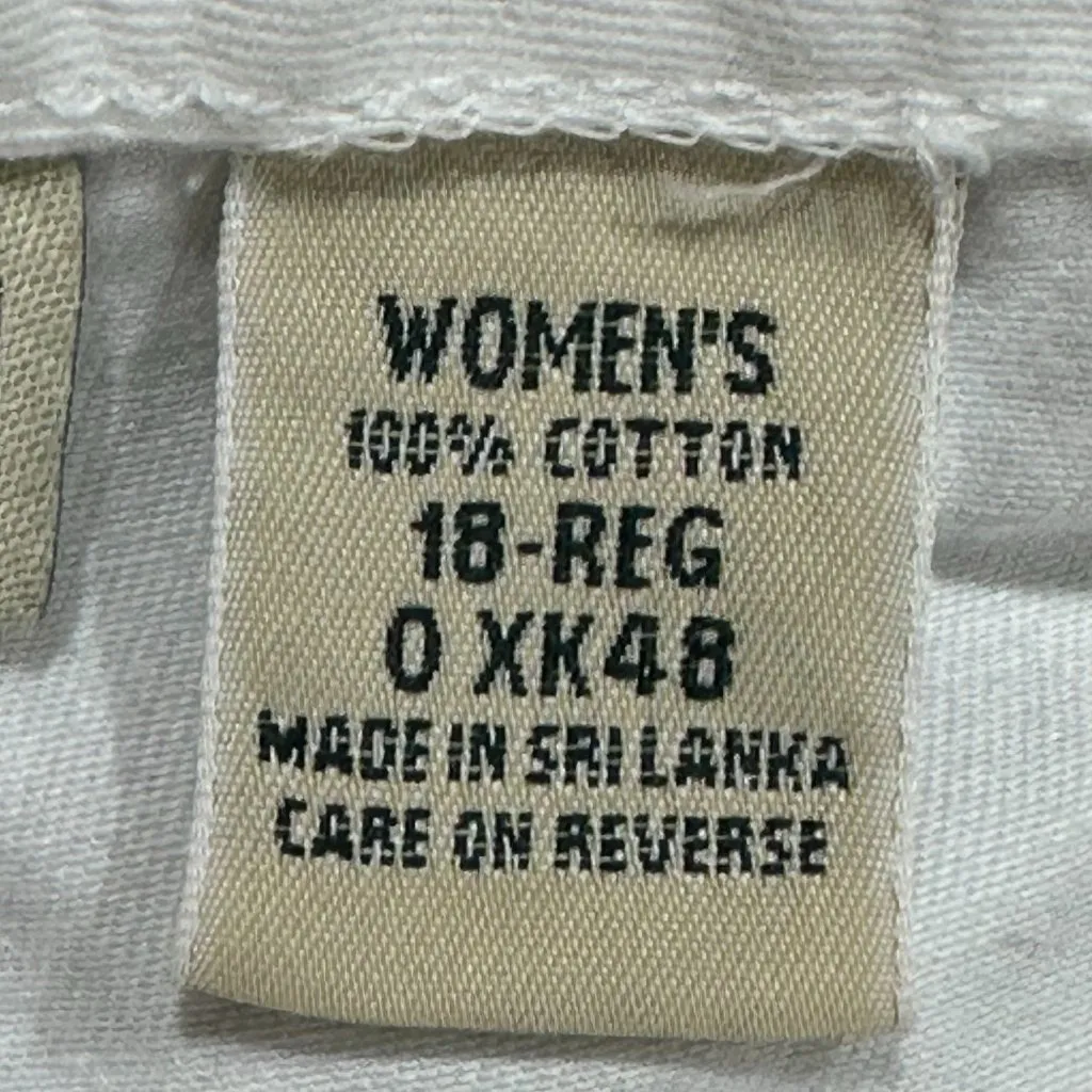 L.L. Bean White‎ Cotton Twill Flat Front Cropped Pants Size 18 Regular White - Image 6