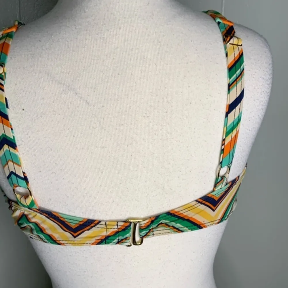 Alex Marie Retro Multicolor Chevron Print Swim Bikini Top Size 10 - Image 6
