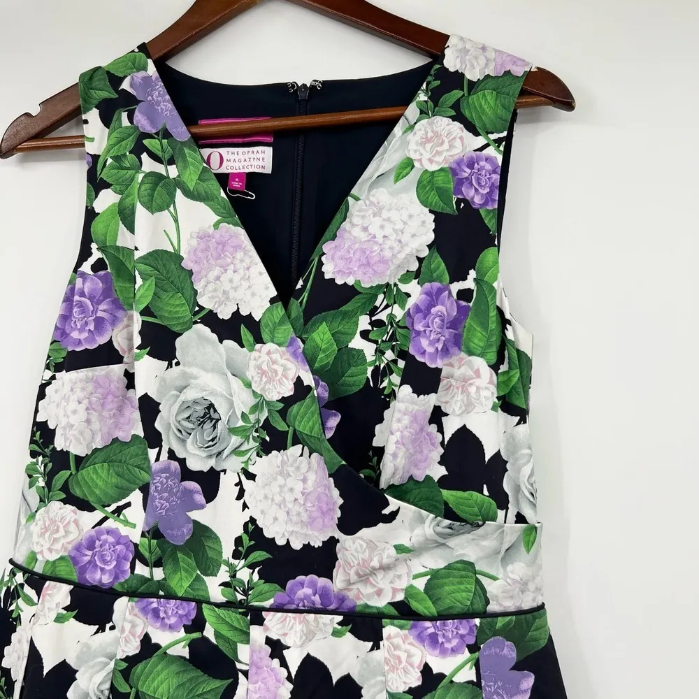 NEW TALBOTS Oprah Magazine Collection Floral Sz 6 Dress Purple Pleated pockets - Image 9
