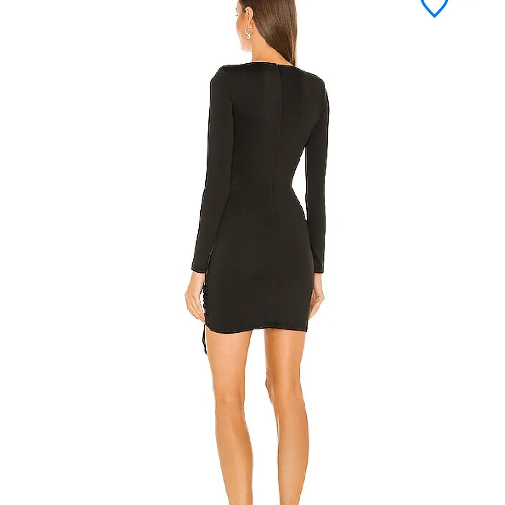 Superdown Black Long Sleeve V-Neck Dress - Image 3