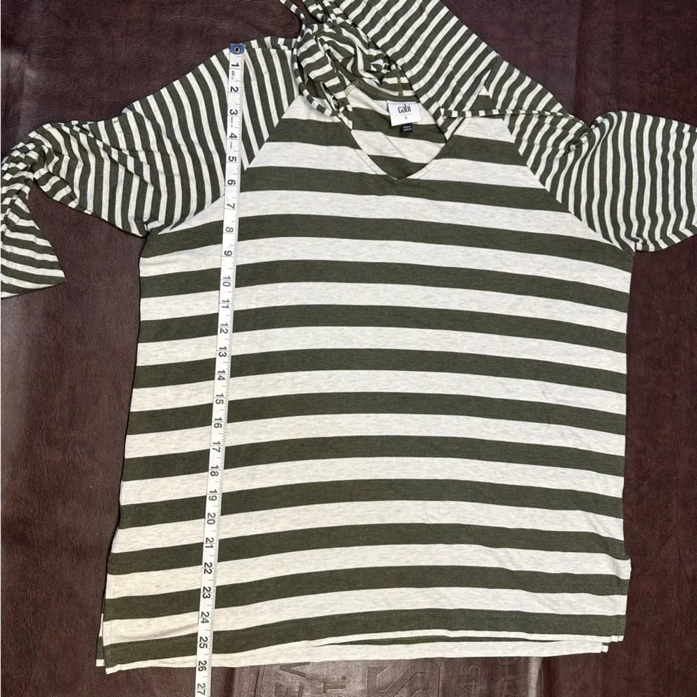 Cabi Playoff‎ Hoodie Womens Small Ivory Green Stripe Style #3995 Fall 2020 - Image 14