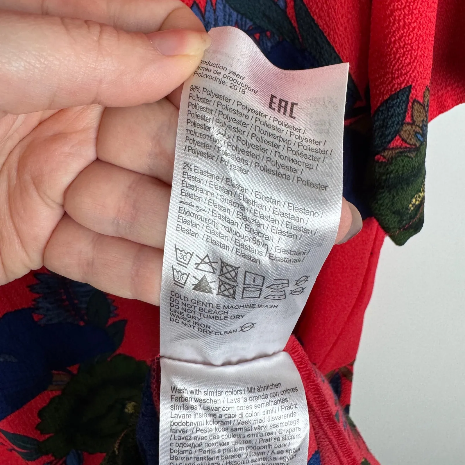 Jacqueline de Yong Red Floral‎ Midi Dress Size 38 Boho Cottage Lightweight Flowy Size M - Image 9