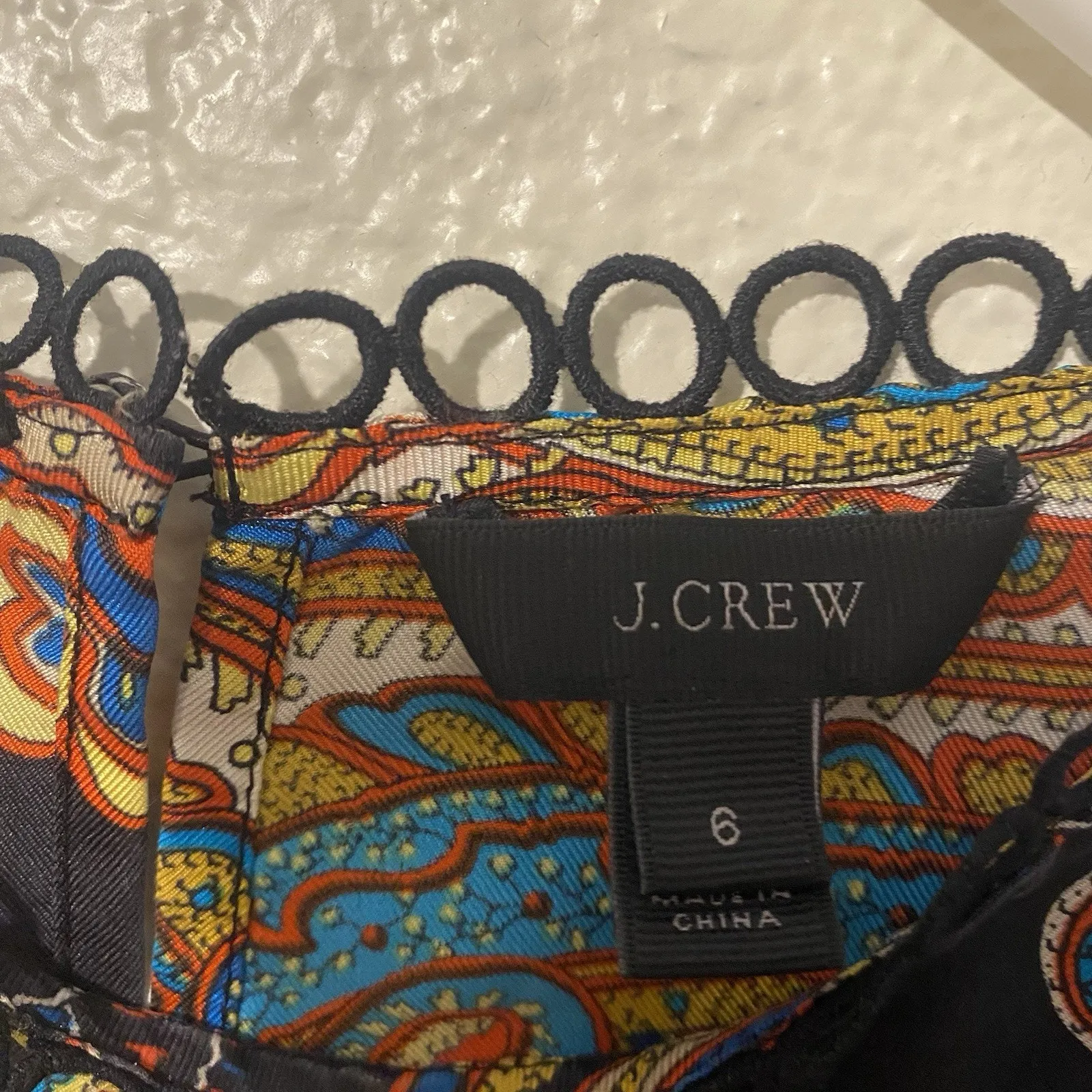 J Crew 100% Silk Twill Top Blouse in Bold Paisley Multi Size 6 Black - Image 2