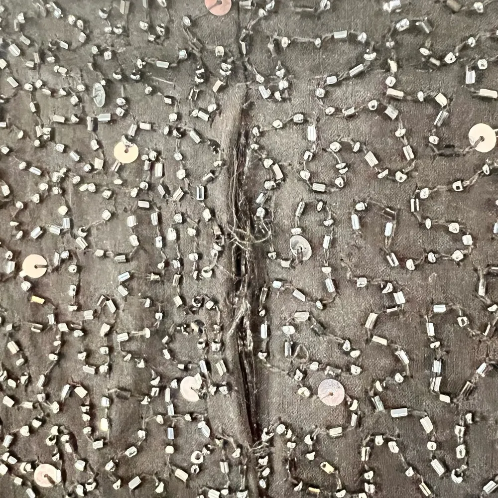 Vintage Scala Sequined Beaded 100% Silk Skirt Black Lined - Image 8