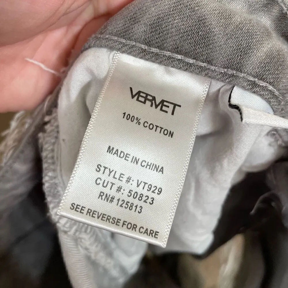 Vervet High Rise Distressed Destroyed Antique Gray Cut Off Grunge Shorts Small - Image 7