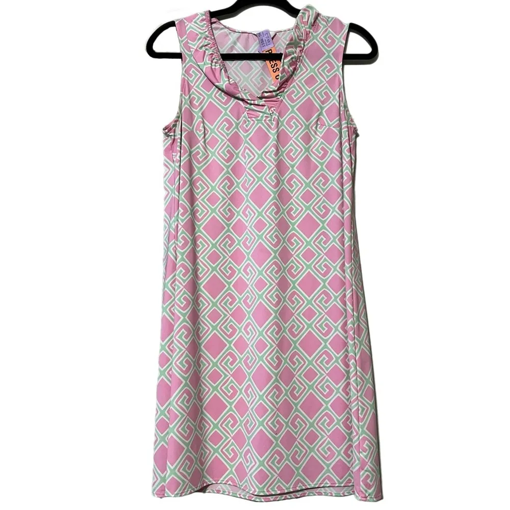 Crown & Ivy size small pink green and white sleeveless summer dress vacation - Image 9
