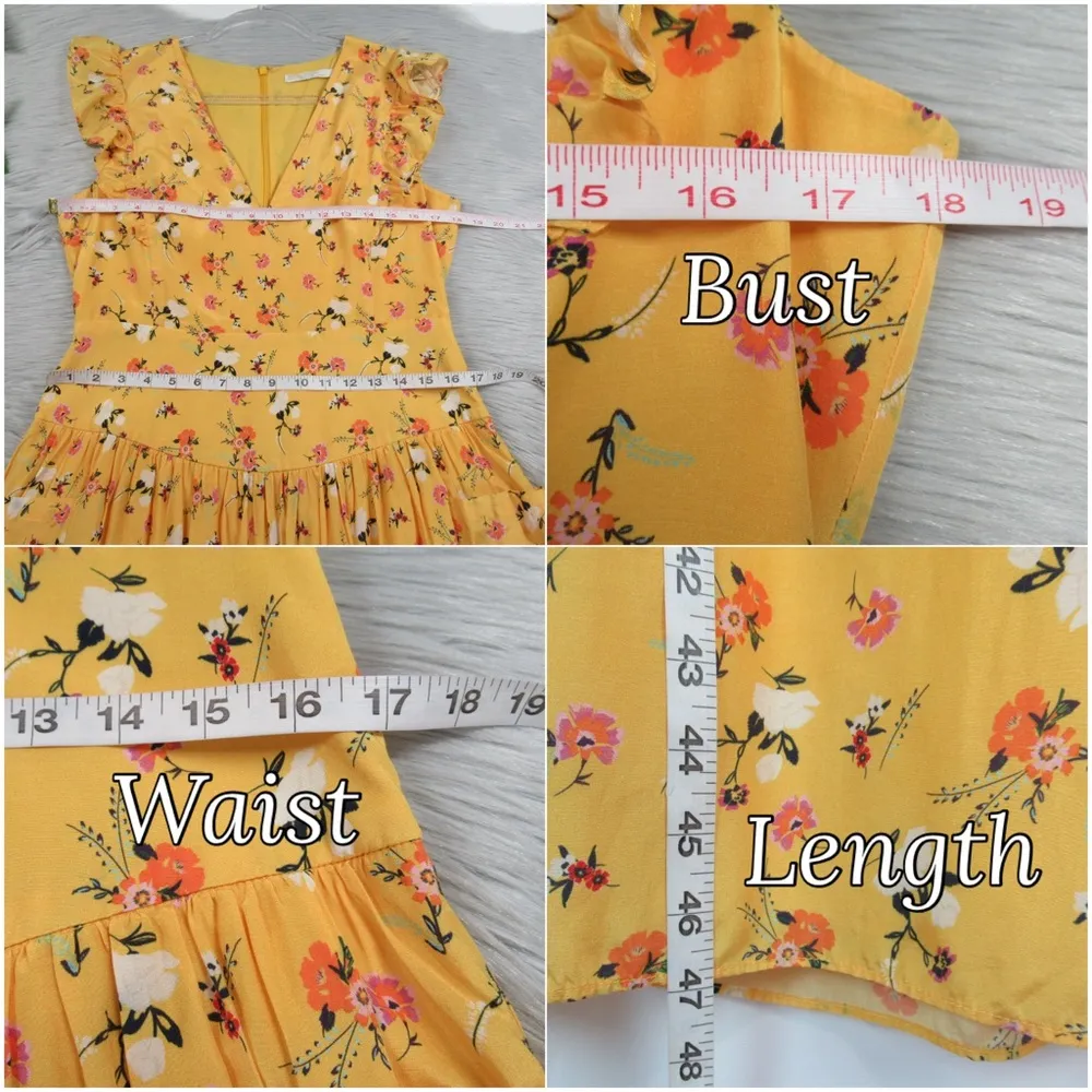 La Maison TALULAH Tansy Floral Mini Dress V-Neck Ruffle Shoulder Women's Large - Image 11