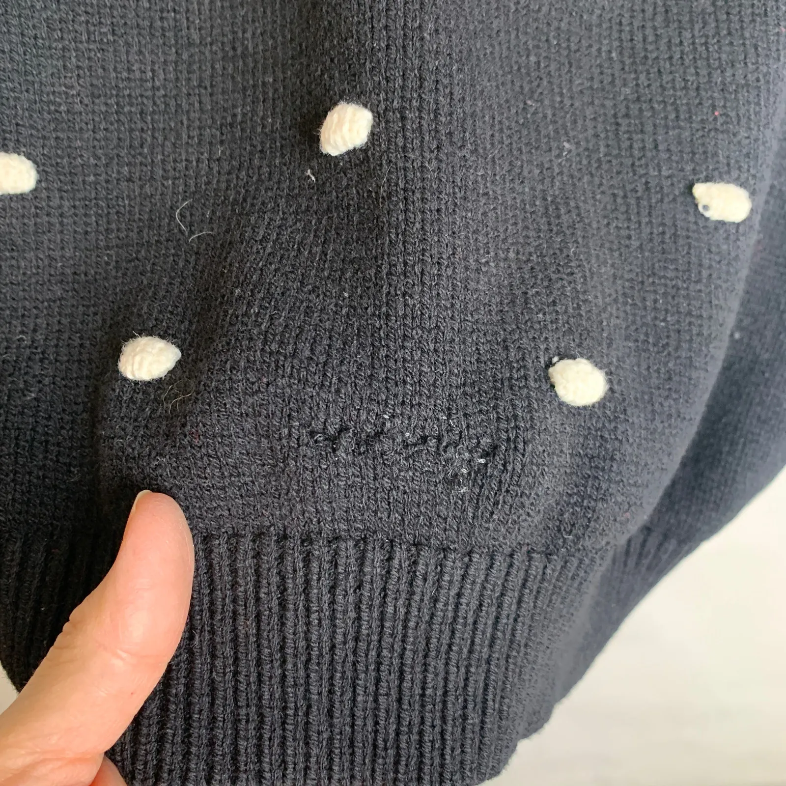 Maison Jules Black Short Sleeve Sweater Cream Popcorn Texture Sz Small - Image 7