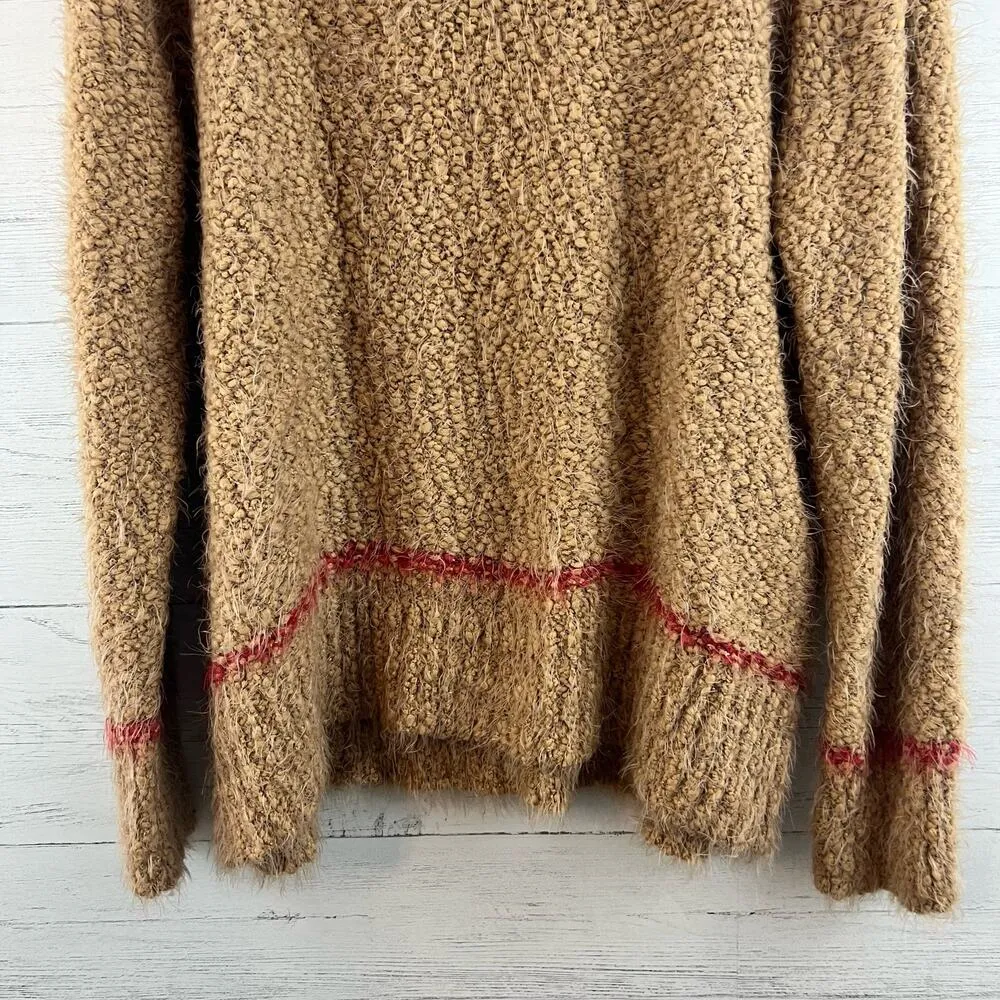 Splendid  Eyelash Knit Tan Long Sleeve Pull Over Sweater Size L - Image 5