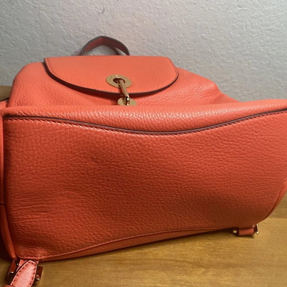 NWT Michael Kors RAVEN LEATHER BACKPACK Pink Grapefruit Peach Purse Spring Orange - Image 7