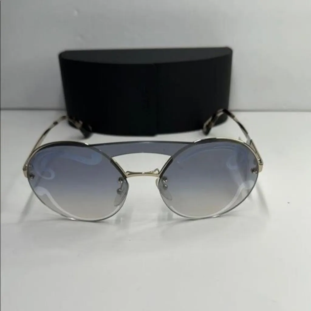 New Authentic Prada Gray and Gold Geometric Sunglasses - Image 9