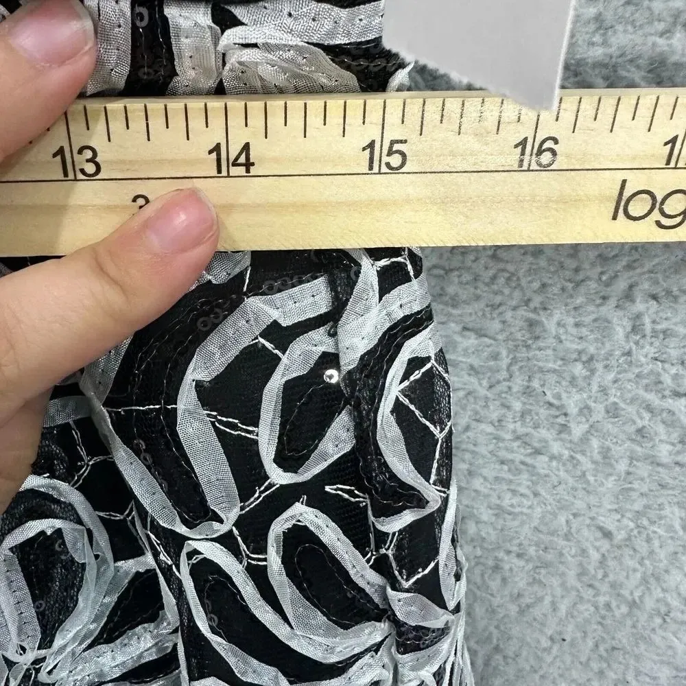 Roz & Ali Dress 6 Black White Floral‎ Lace Overlay Fit Flare Cocktail Party NWT - Image 4