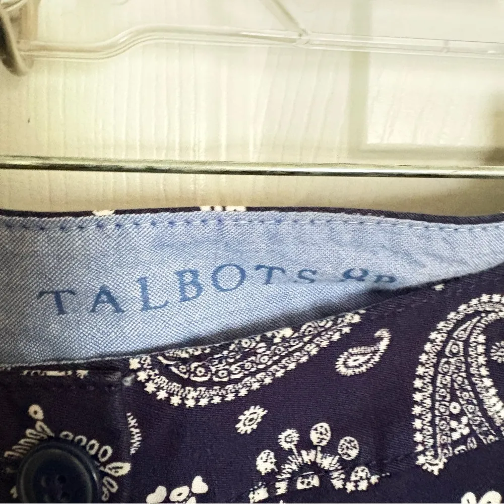 Talbots Blue White The Weekend Chinos Pants Paisley Print Size 8P - Image 5