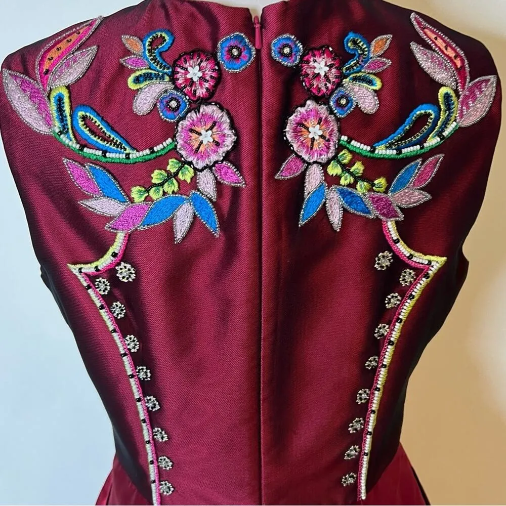 Marchesa Notte Sleeveless Embellished Mikado Cocktail Dress sz 10 Pink - Image 6