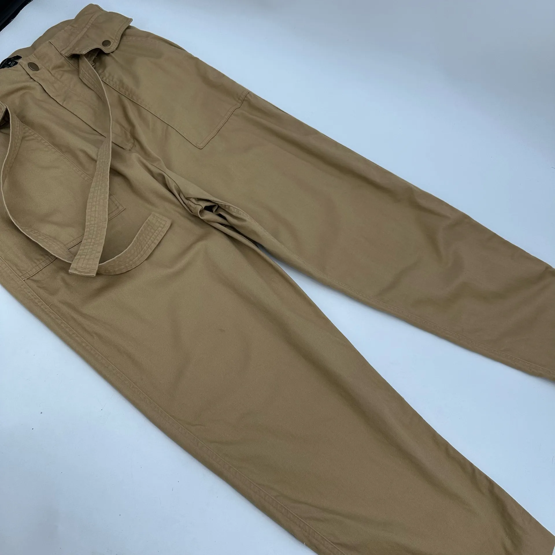 BANANA REPUBLIC FACTORY Pants Utility Tie-waist Khaki Tan Womens 16 Ankle  - Image 11