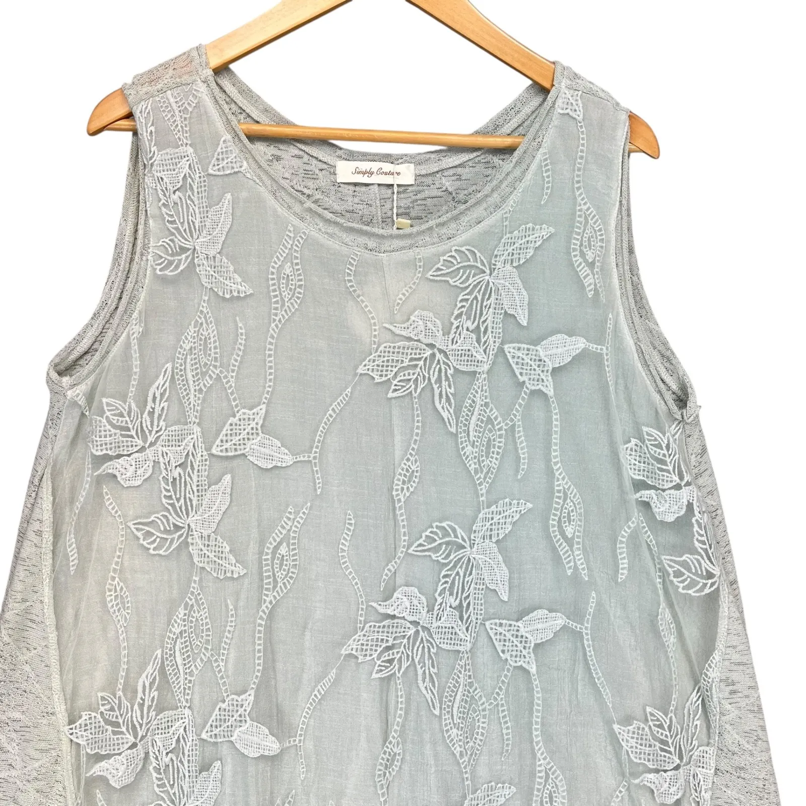 Simply Couture NWT Sleeveless Fairy Cottage Floral Lace Overlay Tank Dress Large - Image 4