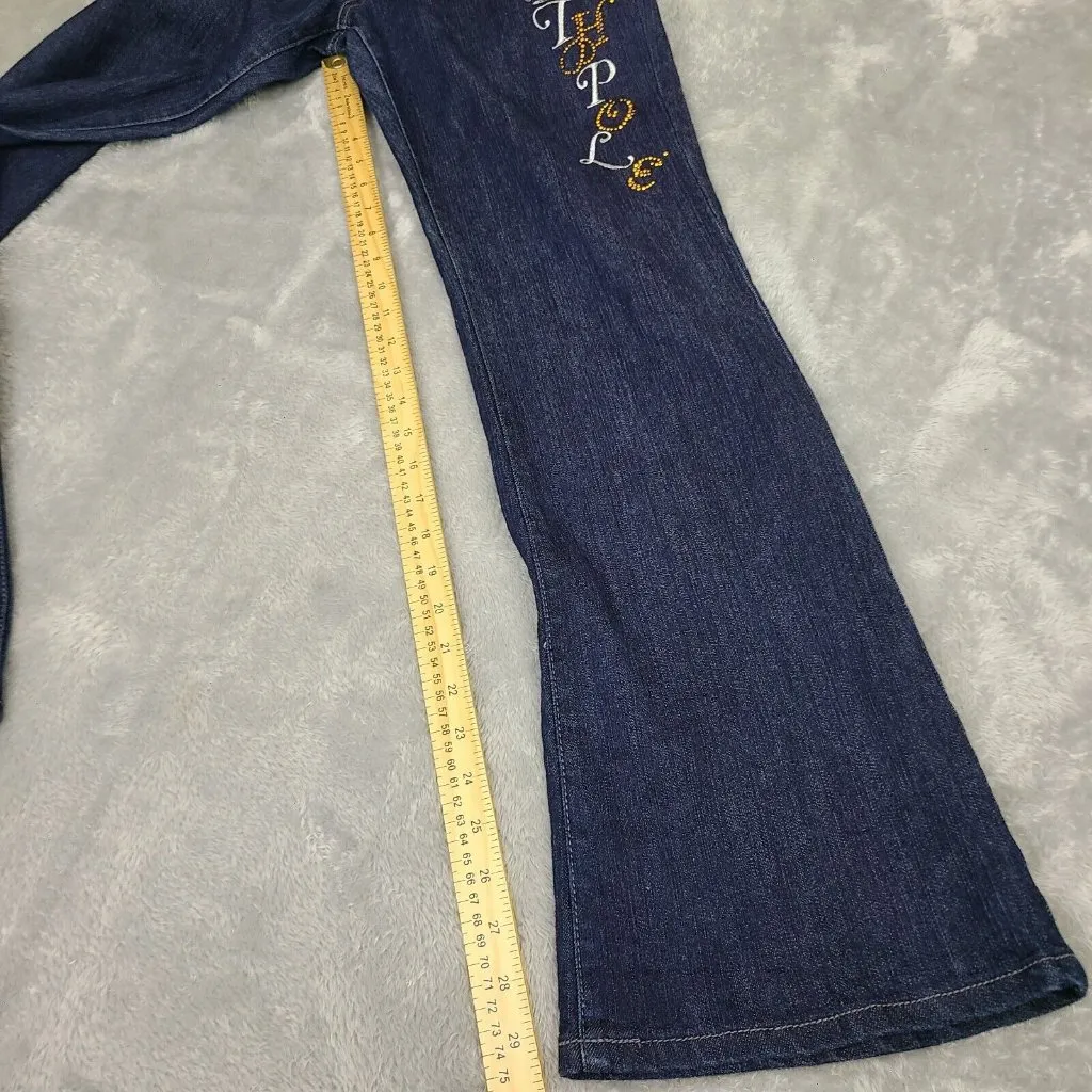 Southpole Jeans Womens 11 Blue Denim Embroidered Low Rise Bootcut Dark Wash - Image 7