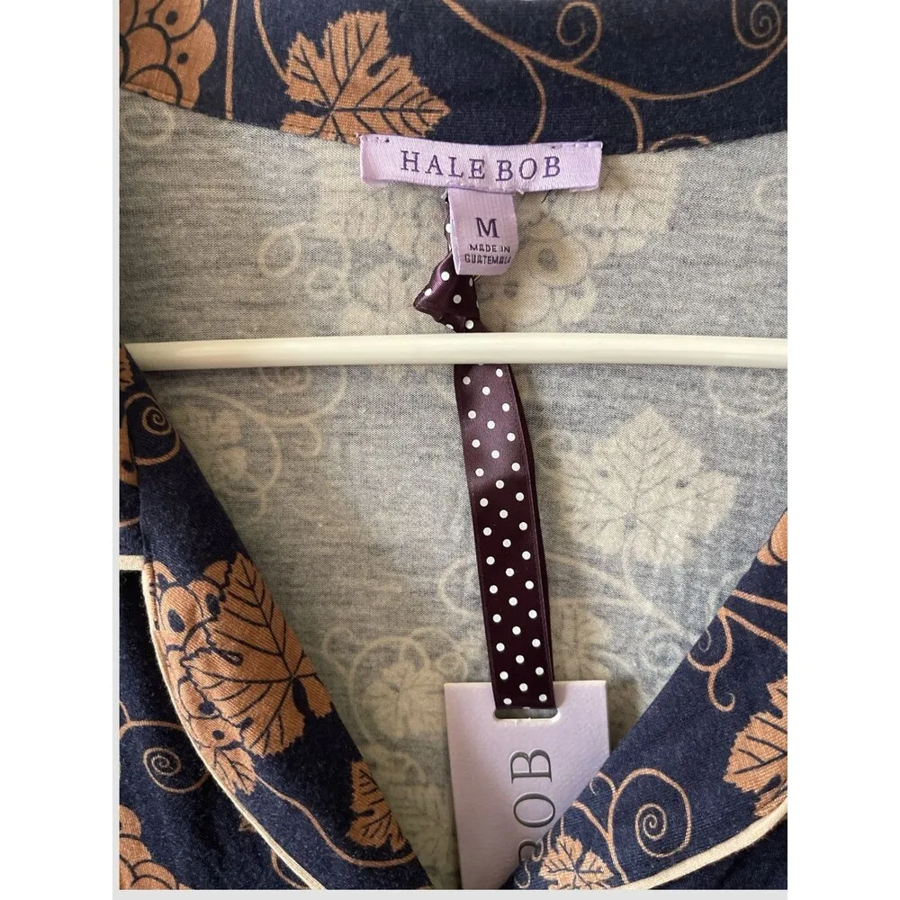 Hale Bob 2pc Pajama Pants Set Women’s Size Medium Leafy Navy Loungewear NWT - Image 6