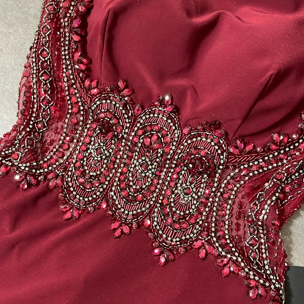 Stella Couture Bordeau Beaded Formal Gown size 2 Red - Image 16