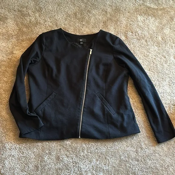 Mossimo Supply Co. Black and Silver Asymmetrical Zip Jacket Size XXL - Image 2