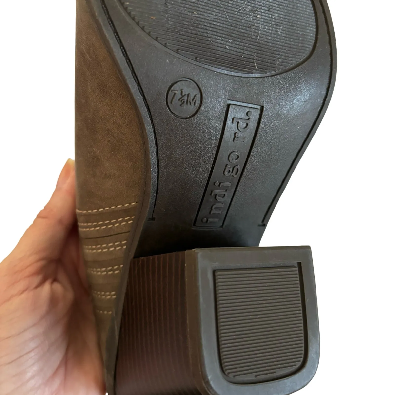 Indigo Rd Women’s Taupe Slip On Bohemian Cottagecore Block Heel Mules Size 7.5 - Image 7