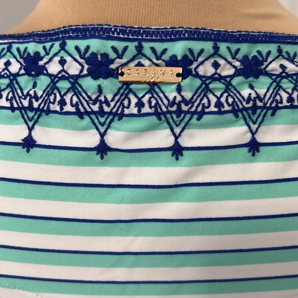 Cabana Life Nautical Stripe Embroidered Tunic Cover Up Size XS - Image 6