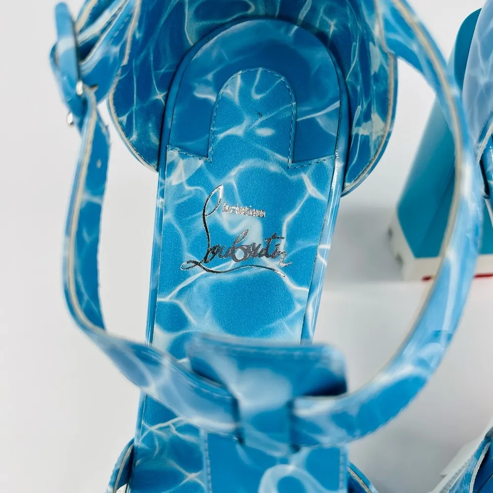 CRISTIAN LOUBOUTIN Meduzette Printed Patent Heeled Fisherman Sandals Size EU 40 - Image 6