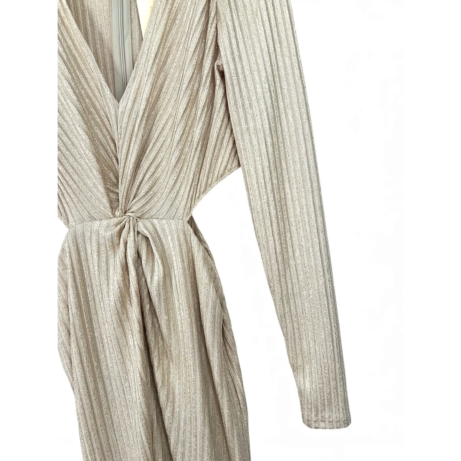 NWT Ramy Brook 8 Metallic Evening Dresses Gold Maxi Ribcage Cutouts New Years - Image 5