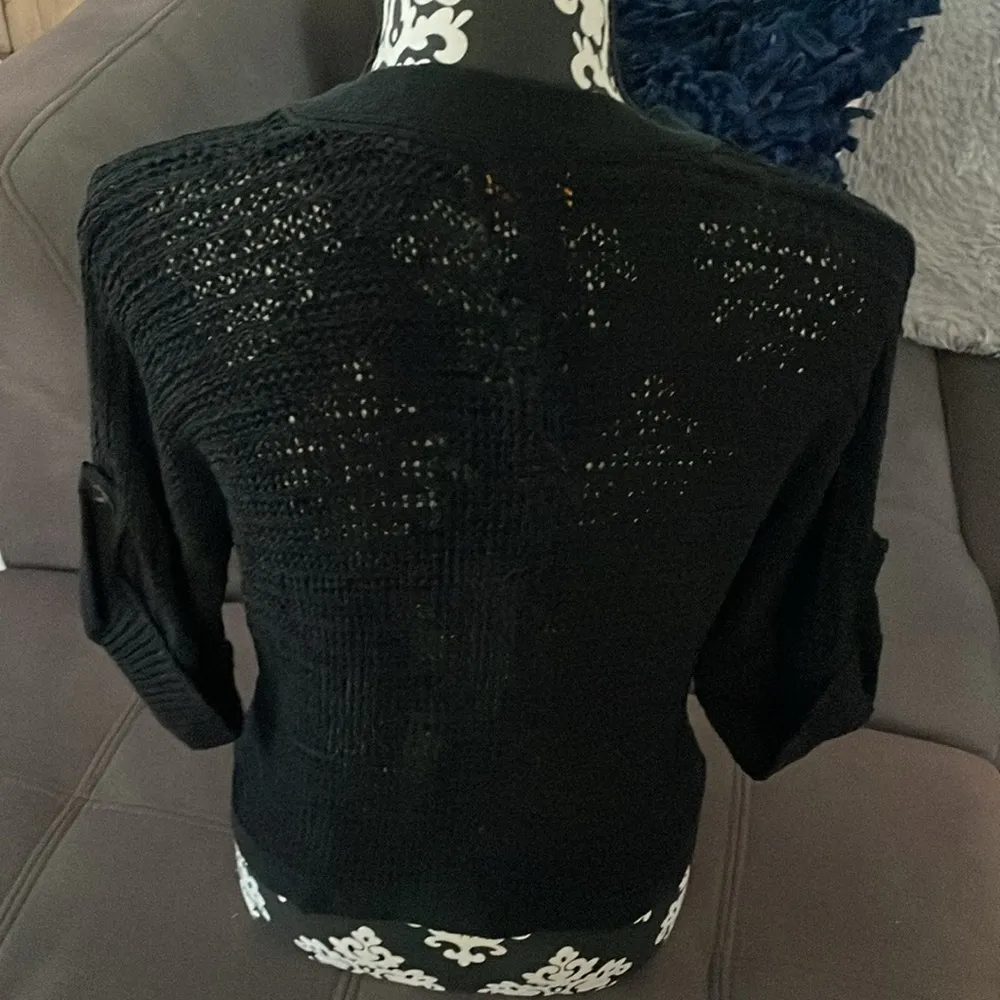 RUBY RD. Black See Through 1/2 Sleeve Cardigan Size Petite Large - Image 6