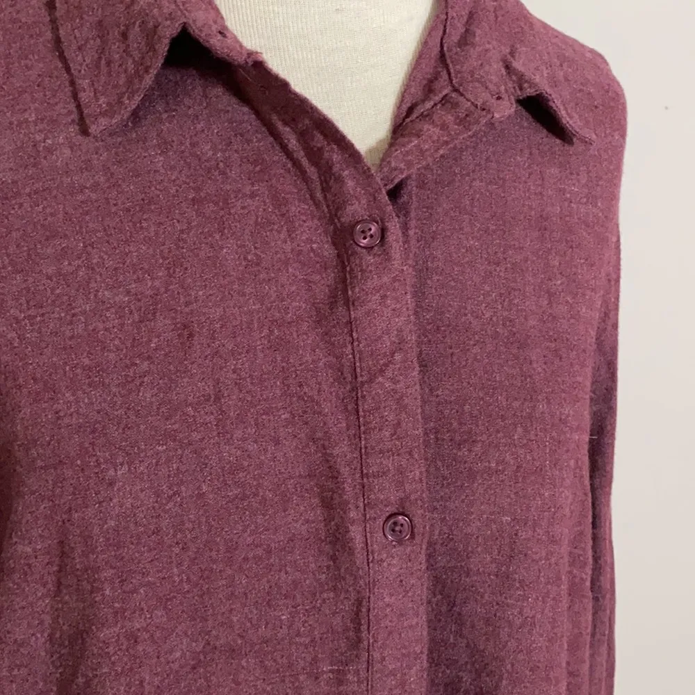 Point Collar Peplum Tunic Button Down Purple Red Long Sleeve Large Red - Image 3