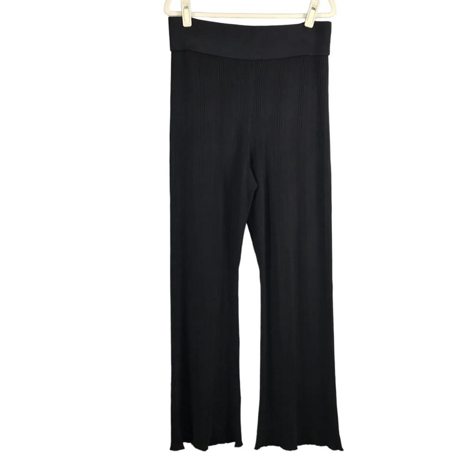 EVERLANE Flare Rib Knit Pant XL Black Grunge Versatile Office Whimsy Travel NWT - Image 4
