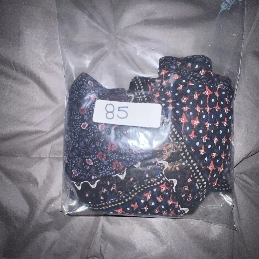 JOIE FLORAL SILK SHEER BLOUSE ROLL TAB SLEEVES BLUE Style J058-23088 Women‎ XS - Image 9