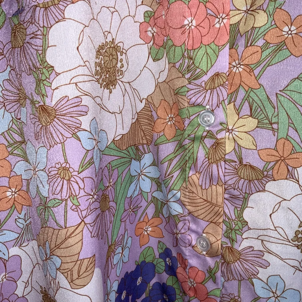 Love + Harmony Lavender Multicolor Pink Short Puffed Sleeves Floral Maxi Dress L - Image 6