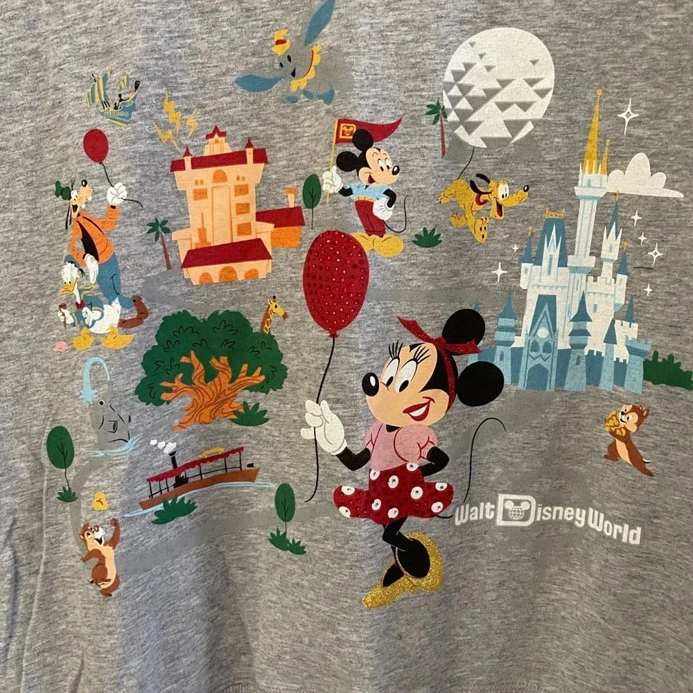 Women’s Disney Parks 2020 four park logo gray long sleeve sweatshirt XL - Image 3