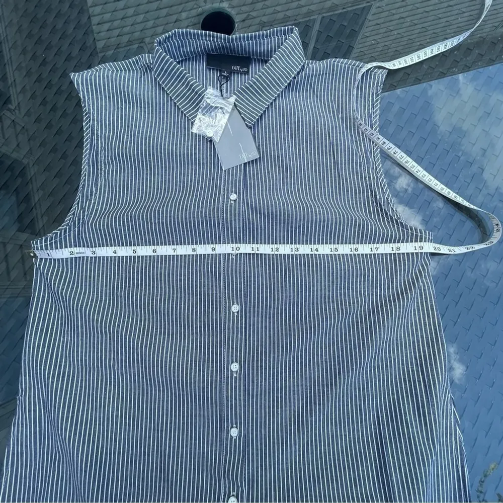 Fate BY LED Layered cotton striped shirt button down tunic 2 piece set Sz L Gray Size L - Image 14