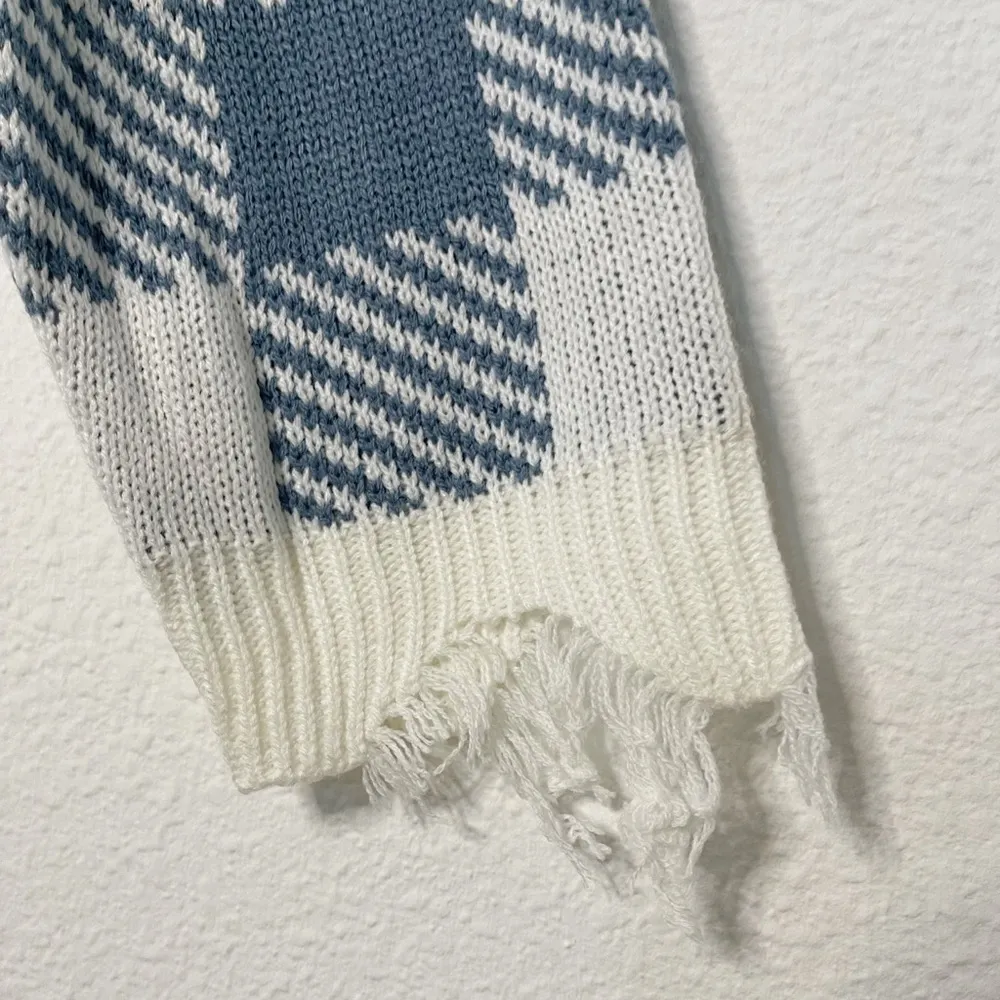 Just Polly V neck plaid distressed knit sweater Size 2X - Image 8