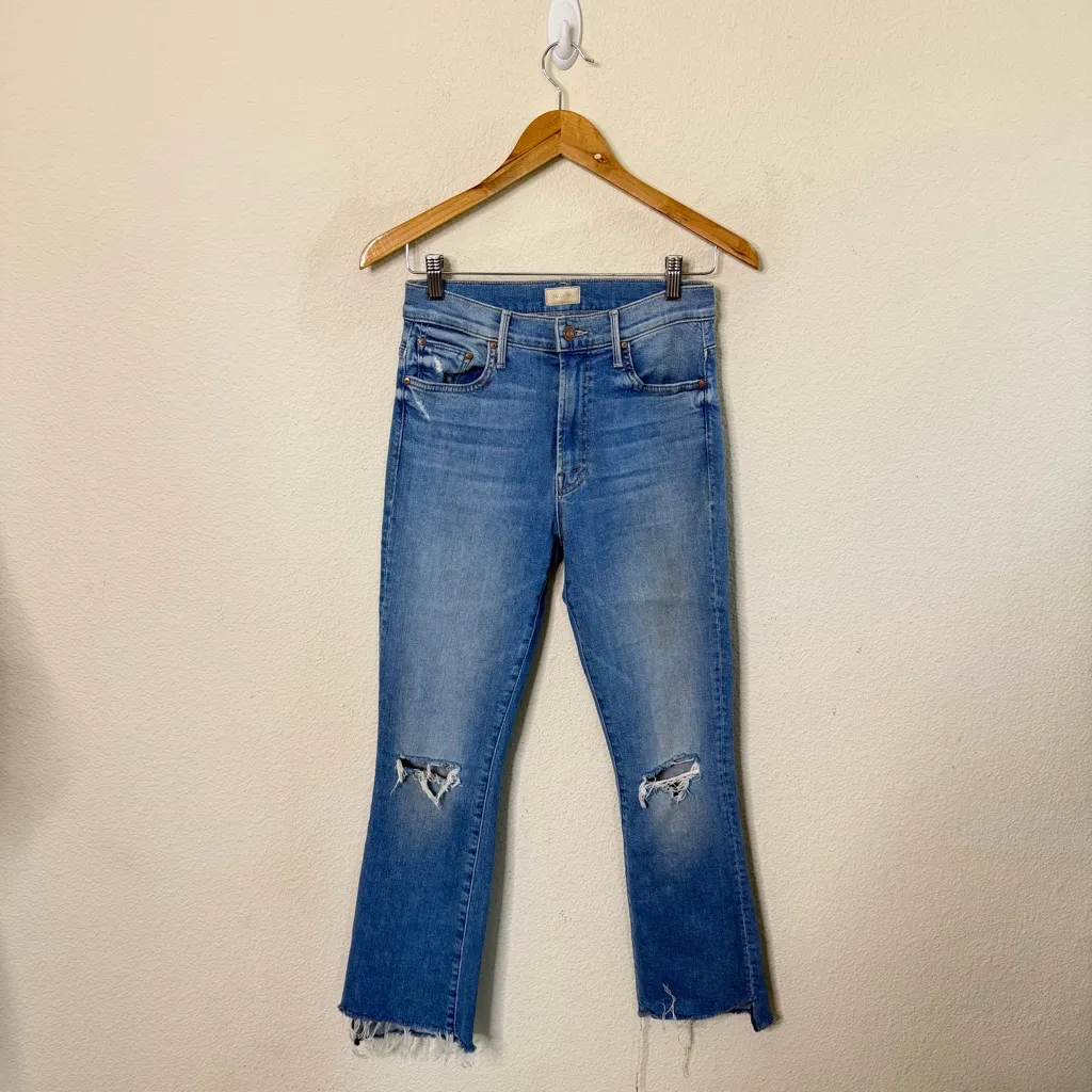MOTHER Denim The Insider Crop Step Fray Hem Jeans Thrilling Shots Size 27 - Image 3