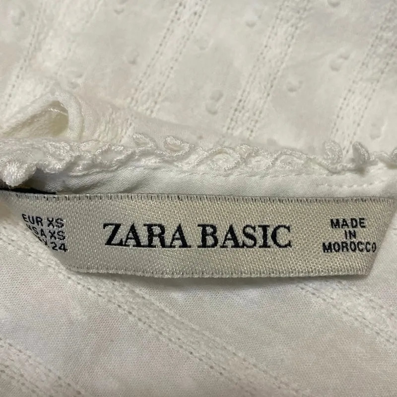 Zara Women's White Ruffle Sleeveless V-neck Peplum Crop Blouse Tank Top Size XS - Image 3