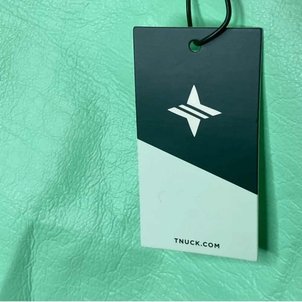 Tuckernuck Meg Mini Skirt S NWT Mint Green Faux Leather Preppy A-Line Retro - Image 3